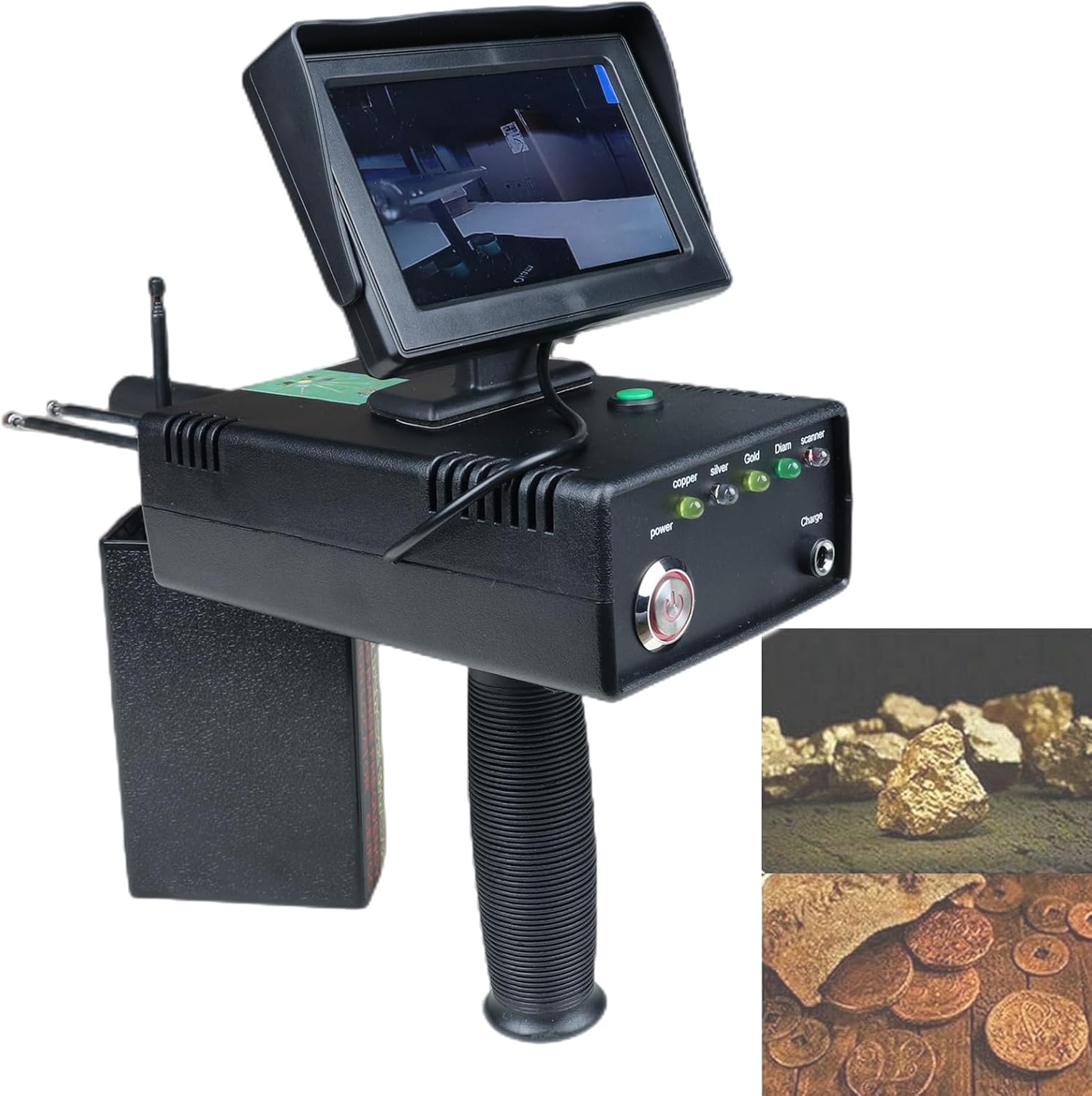High Precision Gold, Silver and Copper Detector, Metal Scanning Detector with Indicator Lights and LED Display, Range 1200 Meters, Depth 30 Meters for Gold, Silver, Diamond, Copper Prospecting