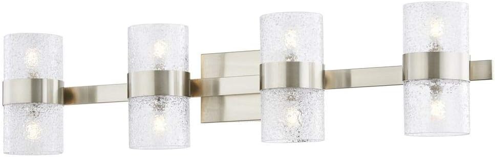 Zeal 4-Light Satin Nickel Bathroom Light with Water Glass