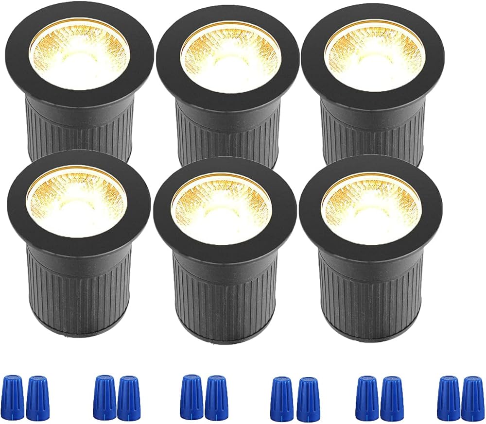 RNEHON 10W In-Ground Well Light,Voltage 12-24V, In-Ground Lighting, Low Voltage Landscape Pathway Lights, IP67 Waterproof, Aluminum, 3000K Outdoor Lighting for Yard,Lawn,Garden,Patio,Pack of 6