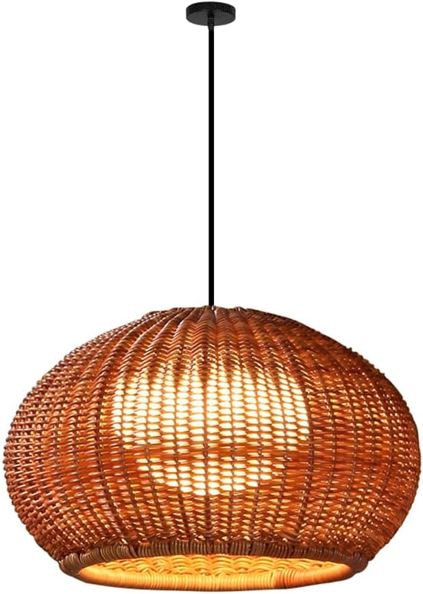 Outdoor Waterproof Hanging Lamp|Chinese Courtyard Villa Chandeliers|Garden Pavilion Pendant Lightled|Agricultural Restaurant Landscape Lamp B&B Rattan Lighting Fixture (White/Dark)