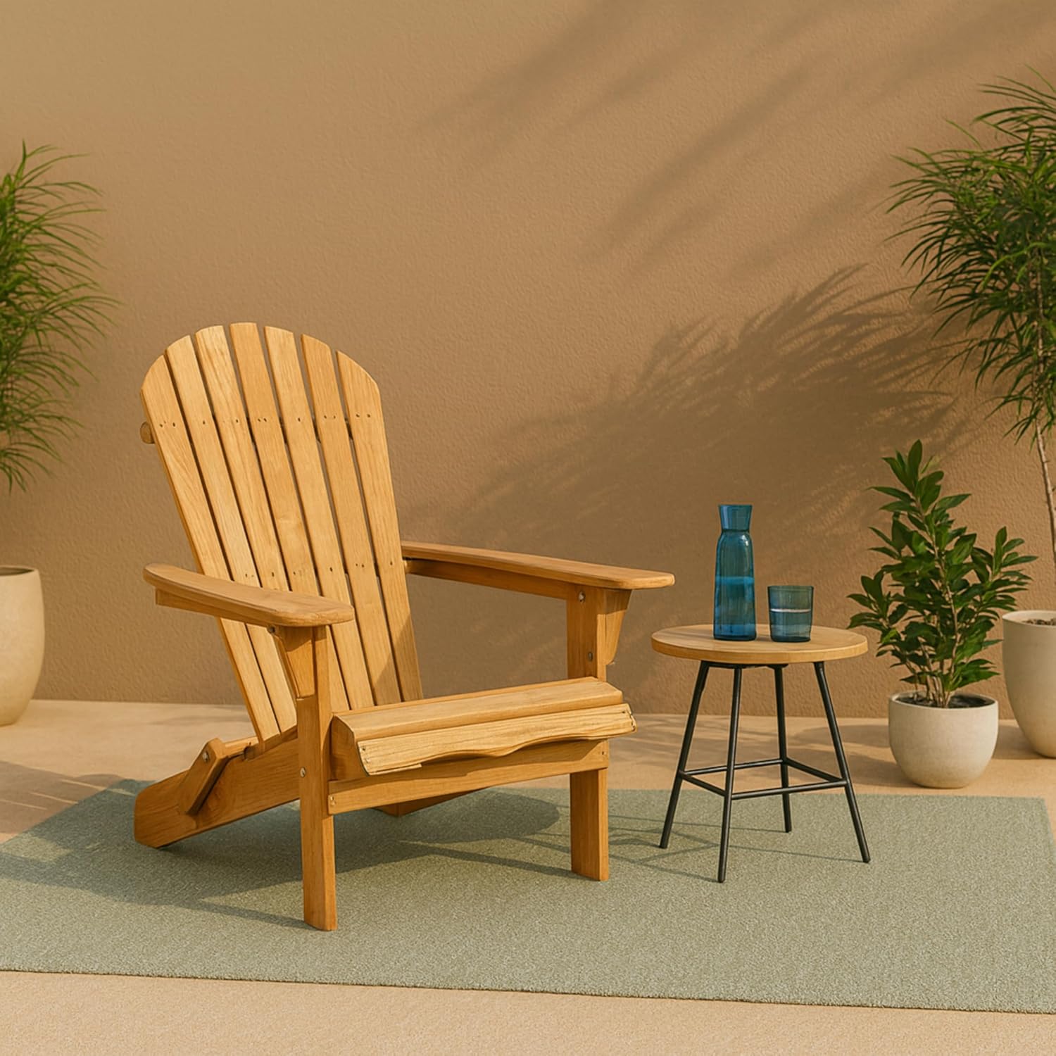 BTExpert Set of 2, Folding Adirondack Chair Half Assembled Lounge Chair Outdoor Wooden Patio Chair for Lawn Garden Backyard Deck Fire Pit Pool Beach 350lb Weight Capacity