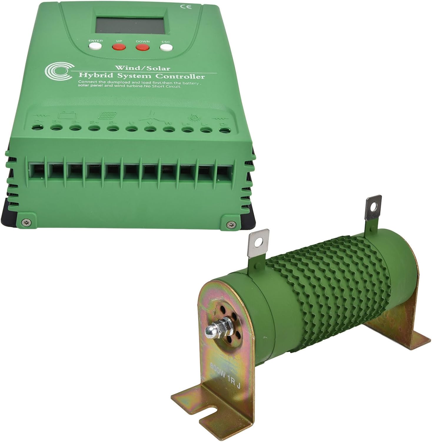 Wind Solar Hybrid System Controller MPPT Boost Charge Regulator for Lithium Battery 12V 24V with LCD Display Universal for Lithium Battery Green ABS