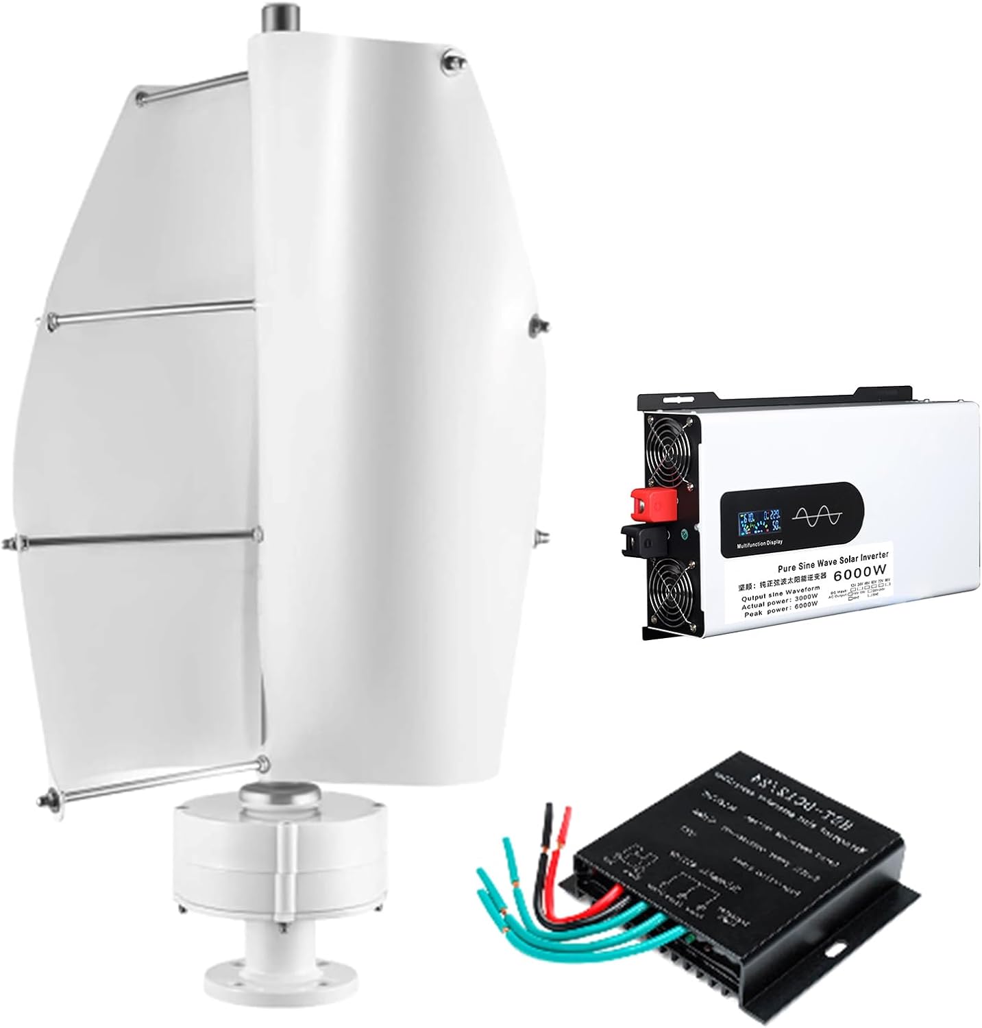 220V-12V Low RPM Vertical Axis Wind Turbines Generator,6000W Three Phase AC Small Alternator Portable Small Size, Beautiful Appearance