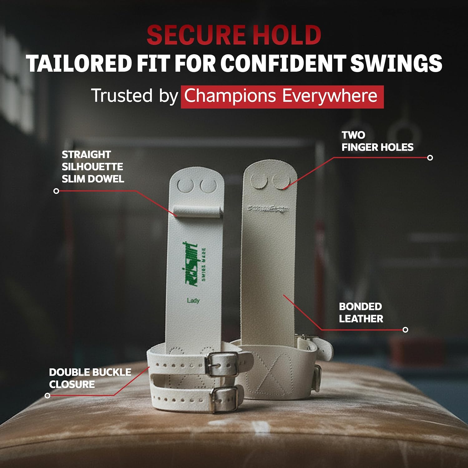 Reisport Uneven Bar Gymnastics Grips for Women - Premium Leather Hand Grips for Gymnastics Bars - Gymnastics Equipment & Accessories for Advanced Gymnasts