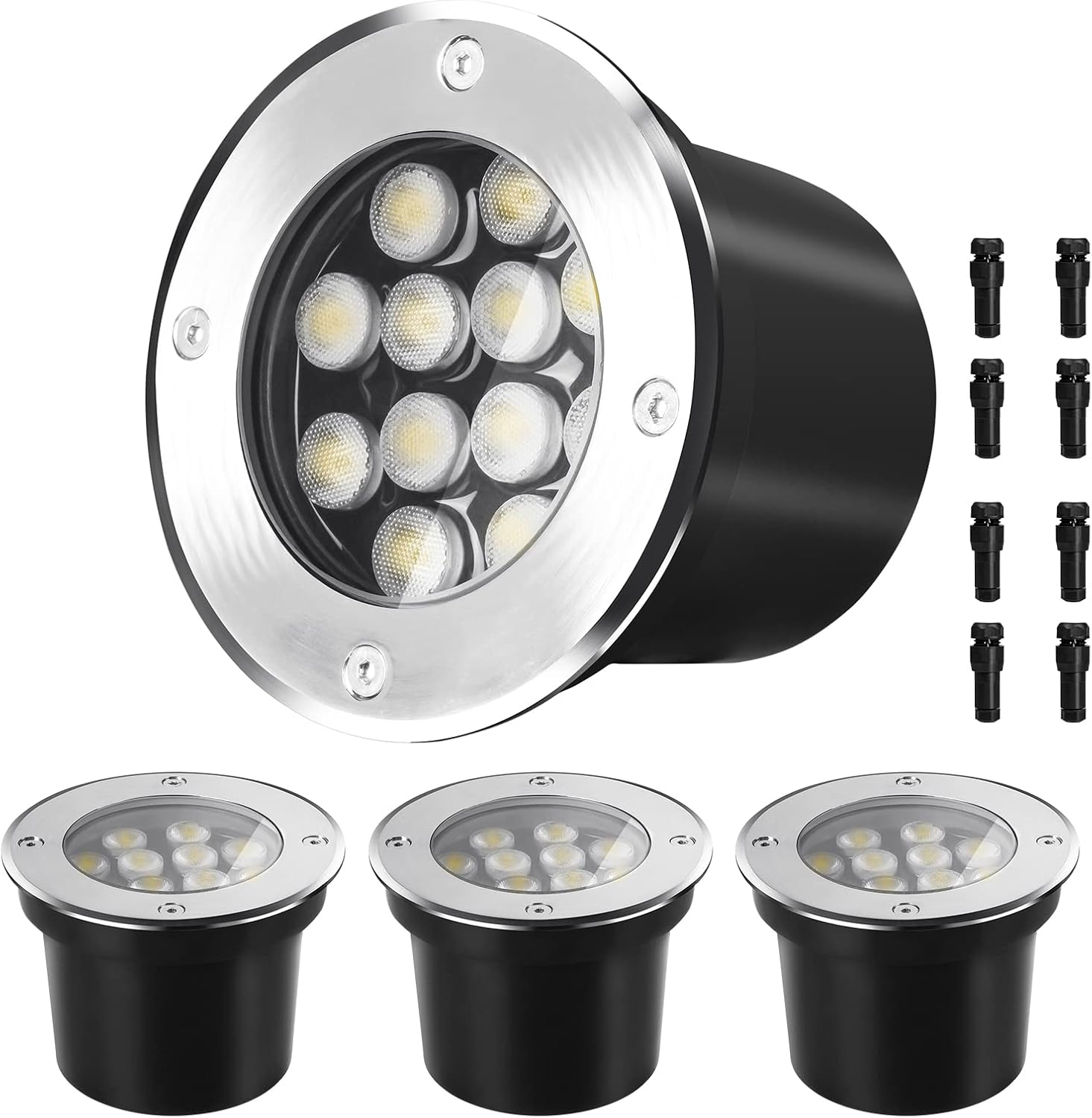 12W Low Voltage Landscape LED Ground Light for Garden, Patio - 12V-24V Outdoor Lighting 4 Pack