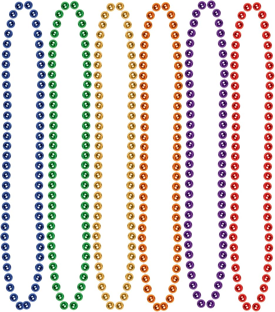 Beistle Bulk 720-Pack Small Round Party Beads, 7mm by 33-Inch, Assorted