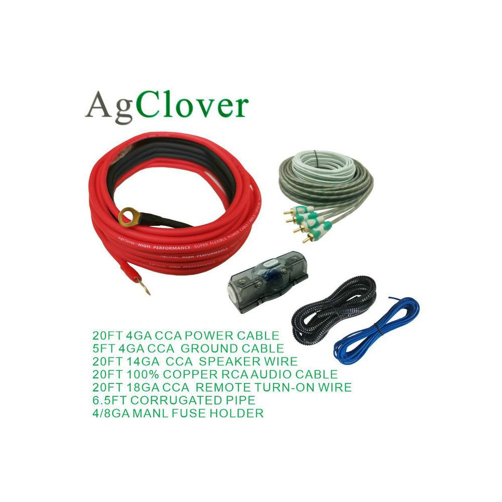 4GA Amp Wiring Kit, 100% Oxygen Free Copper OFC 3000W Complete Amplifier Wire Installation Accessories - Make Connections and Brings Power to Car, Home and Marine Audio Systems