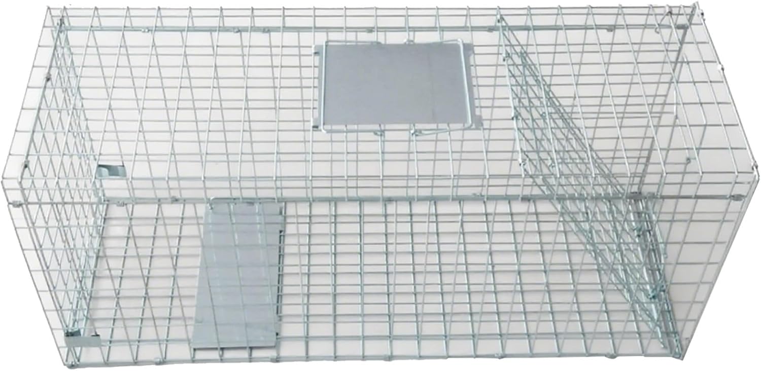 Folding Cat Trap for Stray Cats, Live Animal Cage Trap Squirrel, Cat Traps Outdoor for Racoons, Rabbits, Puppys, Squirrels(Screen Door 108 * 40 * 45cm)