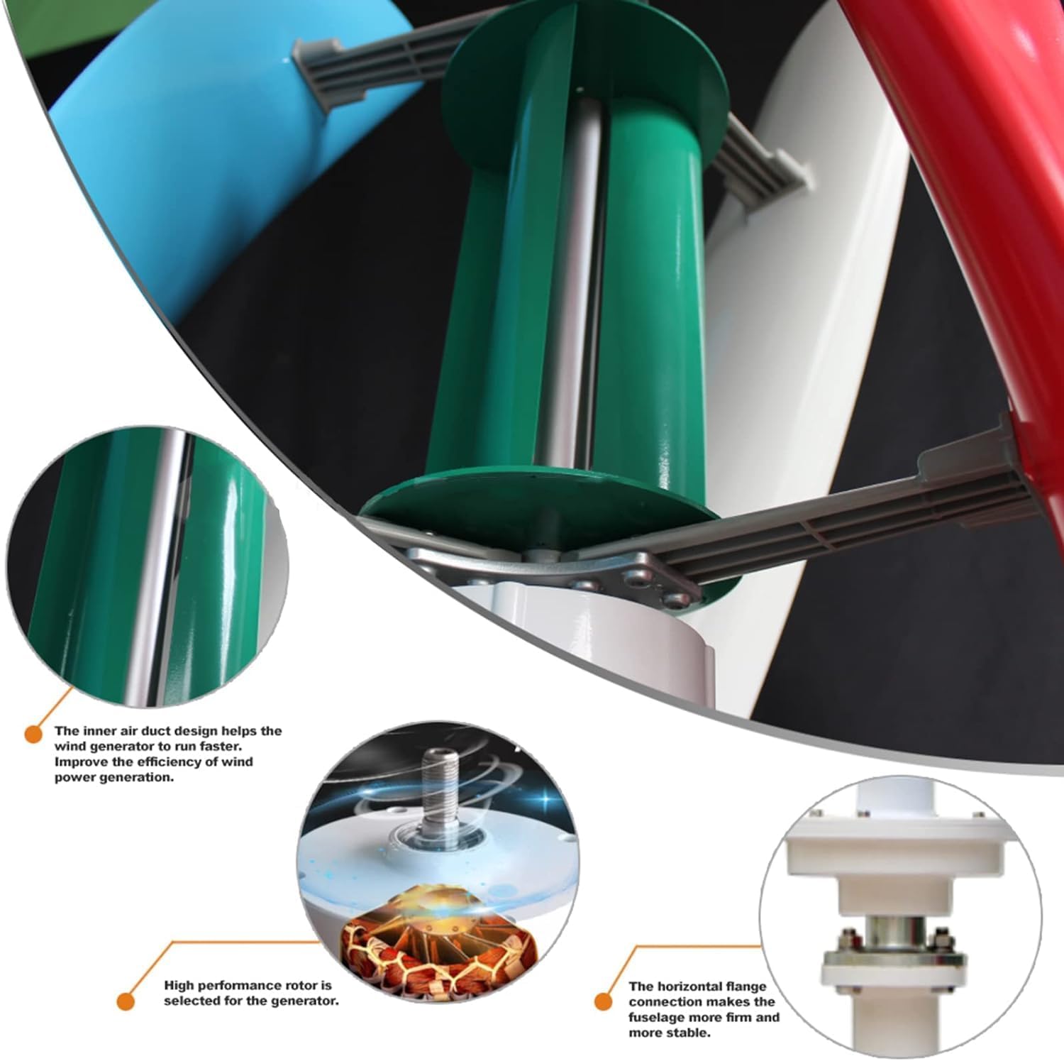 Wind Turbine Generator Kit 8000W 3 Blade Portable Vertical Helix Wind Power Turbine Generator Kit with Charge Controller