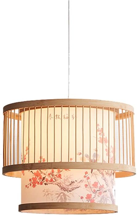 Japanese Style Chandelier, Ceiling Hanging Lighting, Bamboo Hanging Lamp, Hand-Woven Bamboo Lampshade, Bedroom Kitchen Balcony Decorative Lighting Fixtures