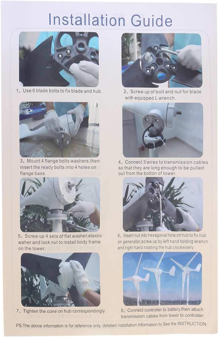 Wind Turbines Generator with Controller Windmill Energy Turbines Wind Turbine Energy Generators for Home Park Street Light,24v,5 Blades