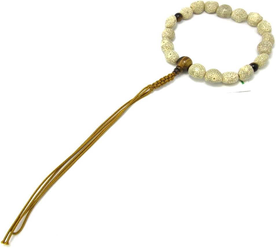 Bodhi Tree Wood & Tiger Eye Japanese Juzu Buddhist Prayer Beads Handemade in Kyoto Japan JUA14