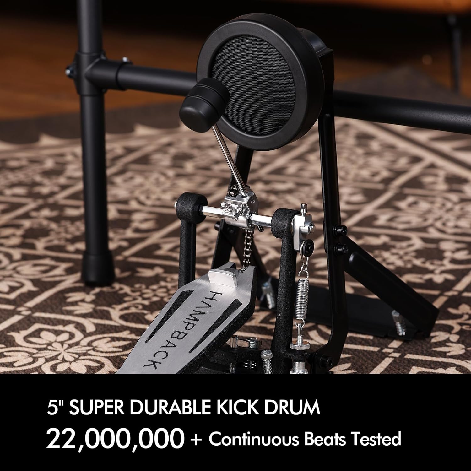 ACE-307 Electric Drum Sets for Beginner with Quite Mesh Pads, 2 Cymbals w/Choke, 52+20 Drum Kits and 918 Sounds, USB MIDI, Recording Function(5 Pads, 3 Cymbals)