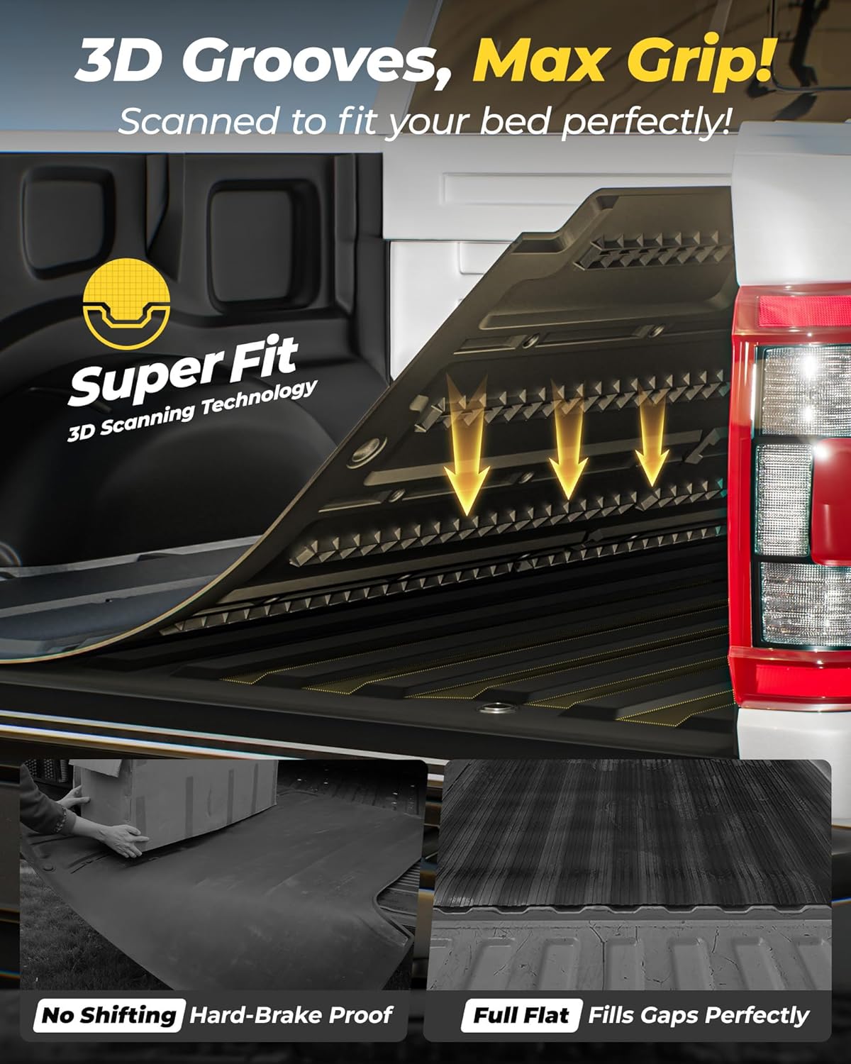 3W Truck Bed Mat Fit for 2020-2024 2025 Jeep Gladiator (5ft Bed), All Weather Protection Custom Fit TPE Heavy Duty Truck Bed Liner for Jeep Gladiator JT Accessories Black