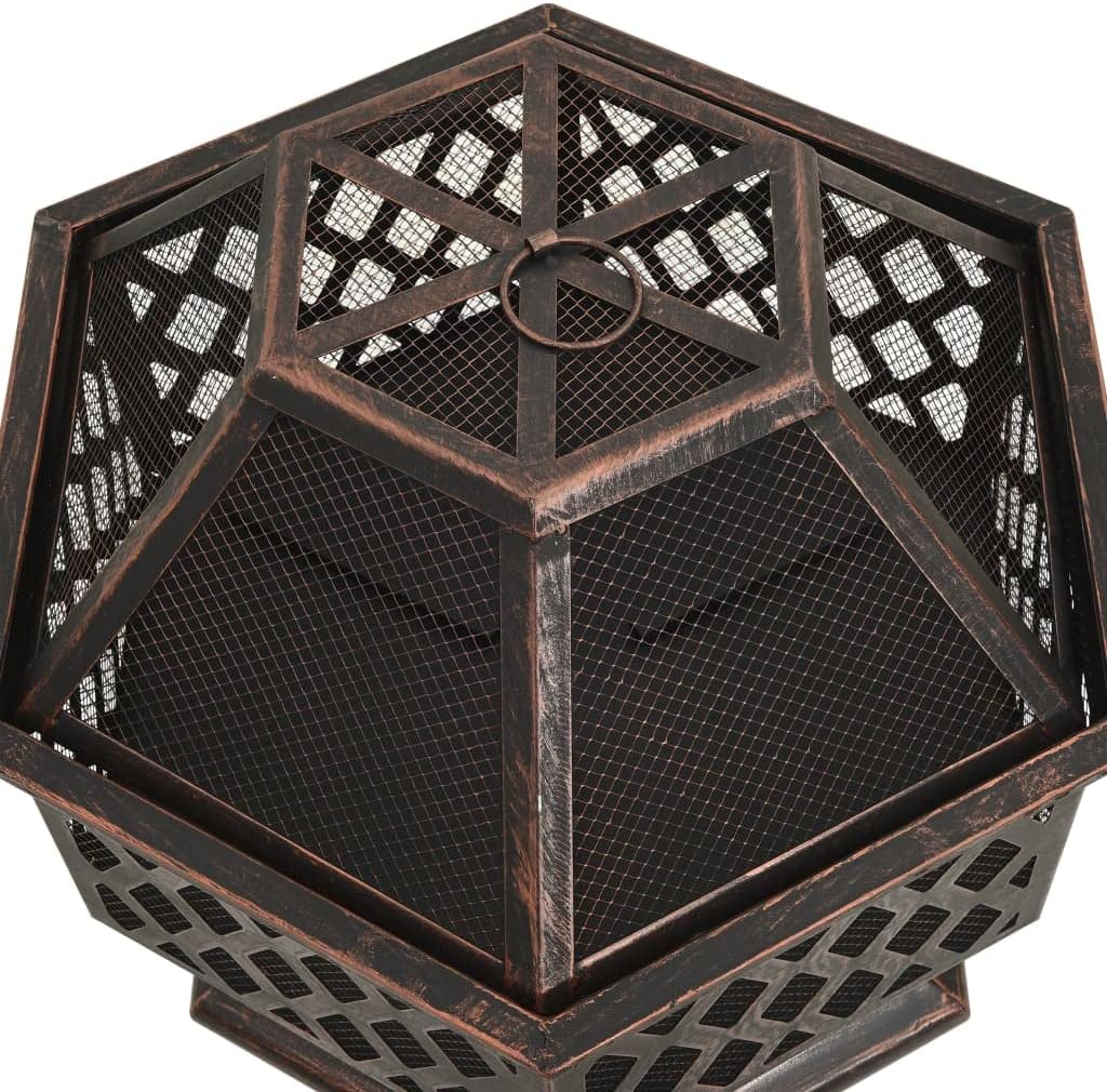 Outdoor Fire Pit Bowl Outdoor Wood Burning Grill, Rustic Fire Pit with Poker 24.4