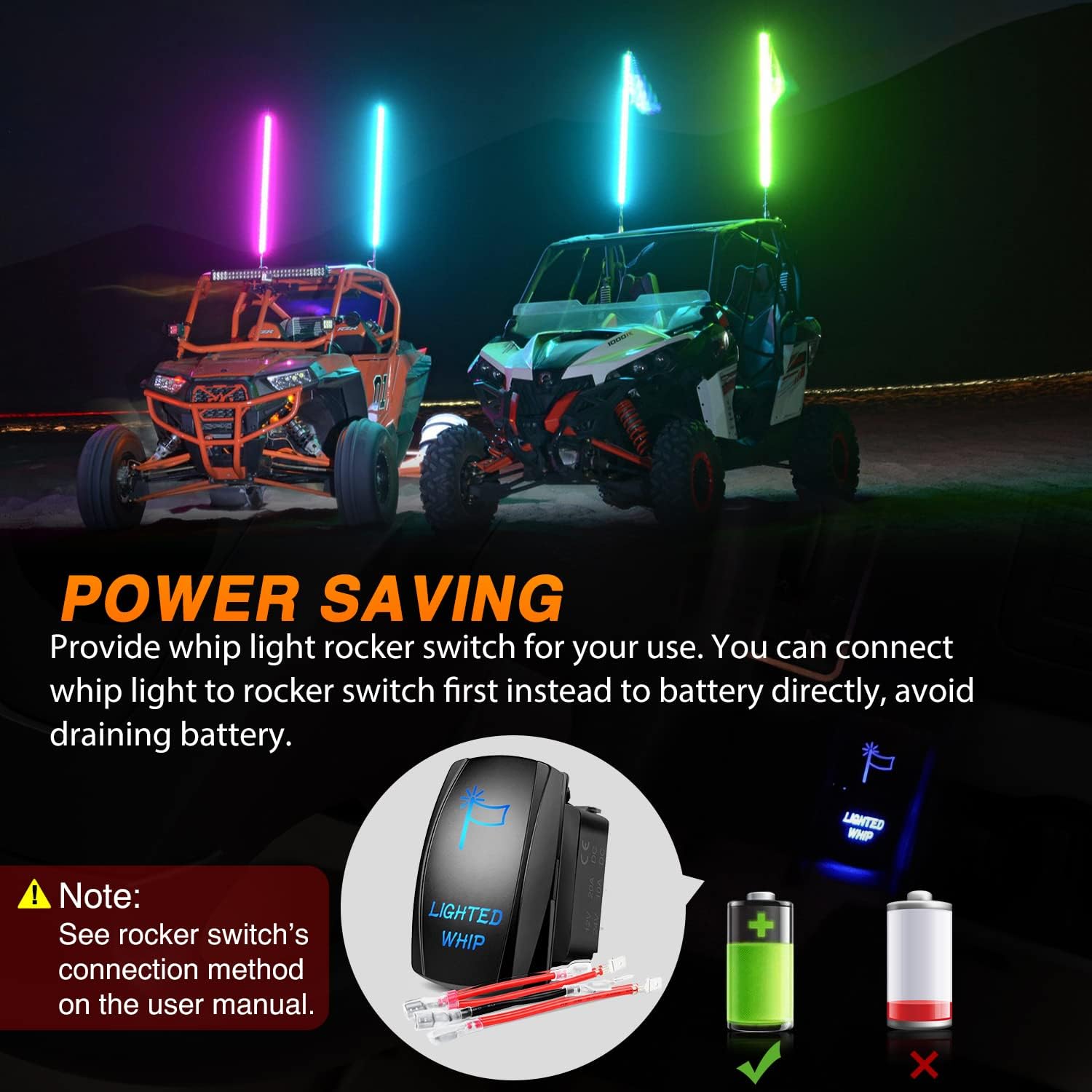 Nilight 2PCS 3FT Spiral RGB Led Whip Light w/RGB Chasing Light RF Remote Control Lighted Antenna for Can-am ATV UTV RZR Polaris Dune Buggy 4 Wheeler Offroad Jeep Truck