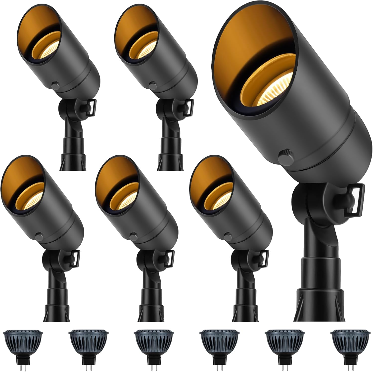 Gardencoin Low Voltage Landscape Spotlight, 12V LED Outdoor Landscape Lighting, Landscape Spot Lights Wired for Garden and Yard, Aluminum Up Lighting Fixture with 5W MR16 Replaceable Bulb (6 Pack)