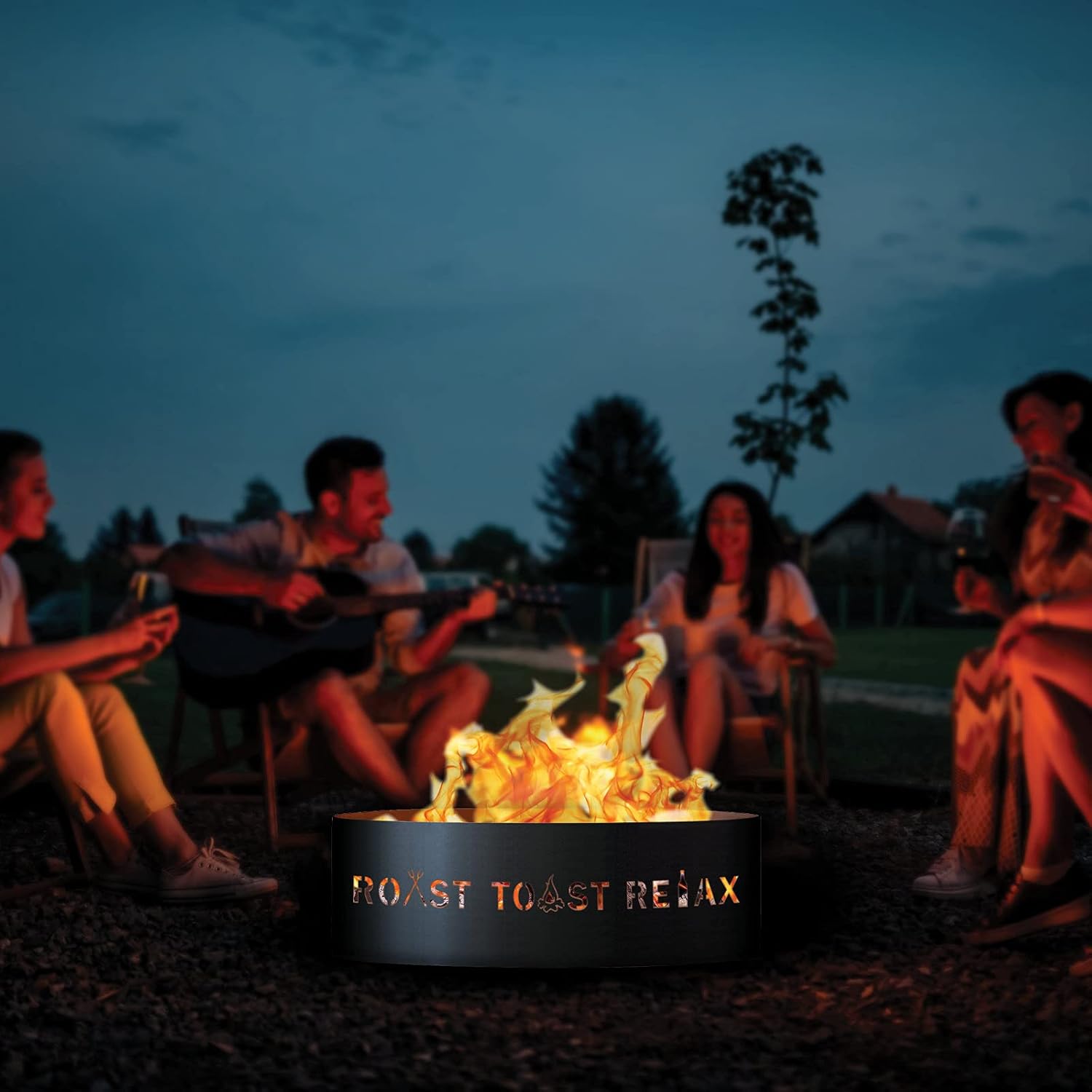 PD Metals RTR01837 Roast Toast Relax Unpainted 12 in. Tall 37 in. Diameter Outdoor Fire Ring - 37 x 37 x 12 in. - Rustic Black Color