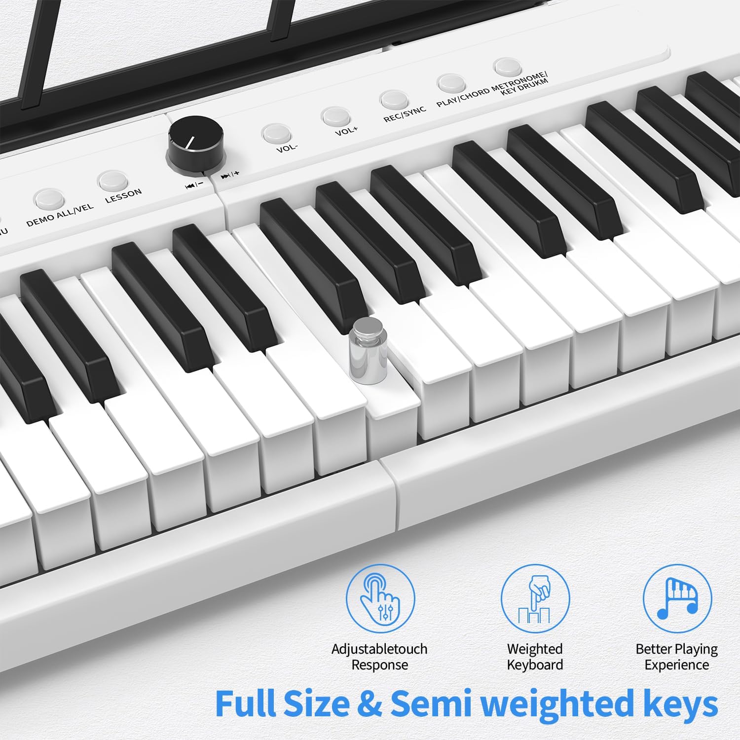 88 Key Piano Keyboard, Semi Weighted Electronic Digital Piano with Music Stand, Power Supply, Sustain Pedal, Bluetooth, Stand, MIDI, for Beginner Professional at Home, Stage