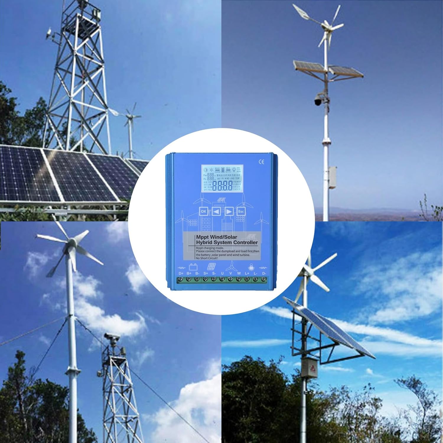 18000W Wind Solar Hybrid Charge Controller, 12V/24V 24V/48V Automatic Identification Wind Solar Complementary Regulator, Mppt Boost Charging 24V/48V