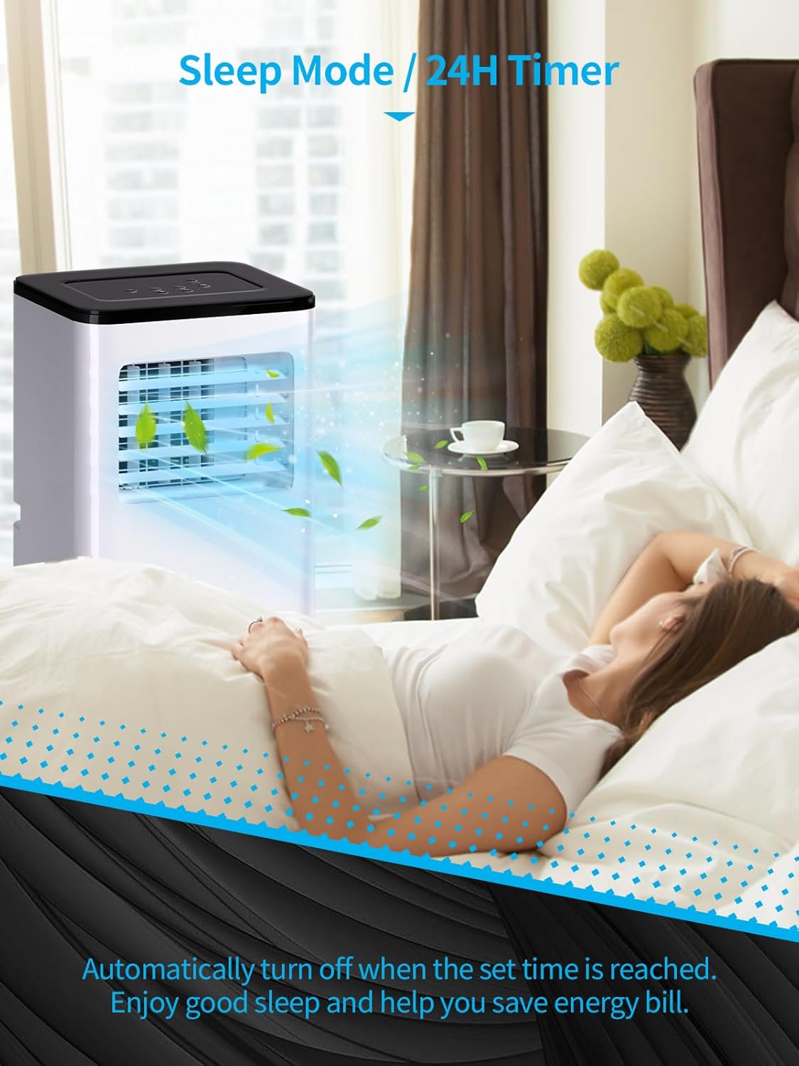 3-in-1 Portable Air Conditioner, 10000BTU Air Conditioner with Cool, Dehumidifier, Fan, for Room Up To 550 Sq Ft, Portable AC with Remote Control & 24H Timer, White