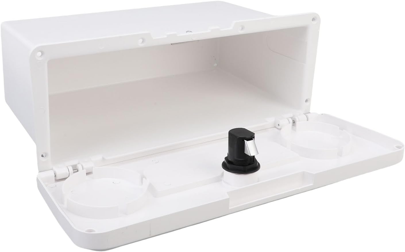 Marine Boat Pontoon Storage Compartment, Lockable Boat Yacht Dock Plastic Glove Box, Multifunctional Cup Holder Design, Console Compartment for Pontoon Yacht (White)