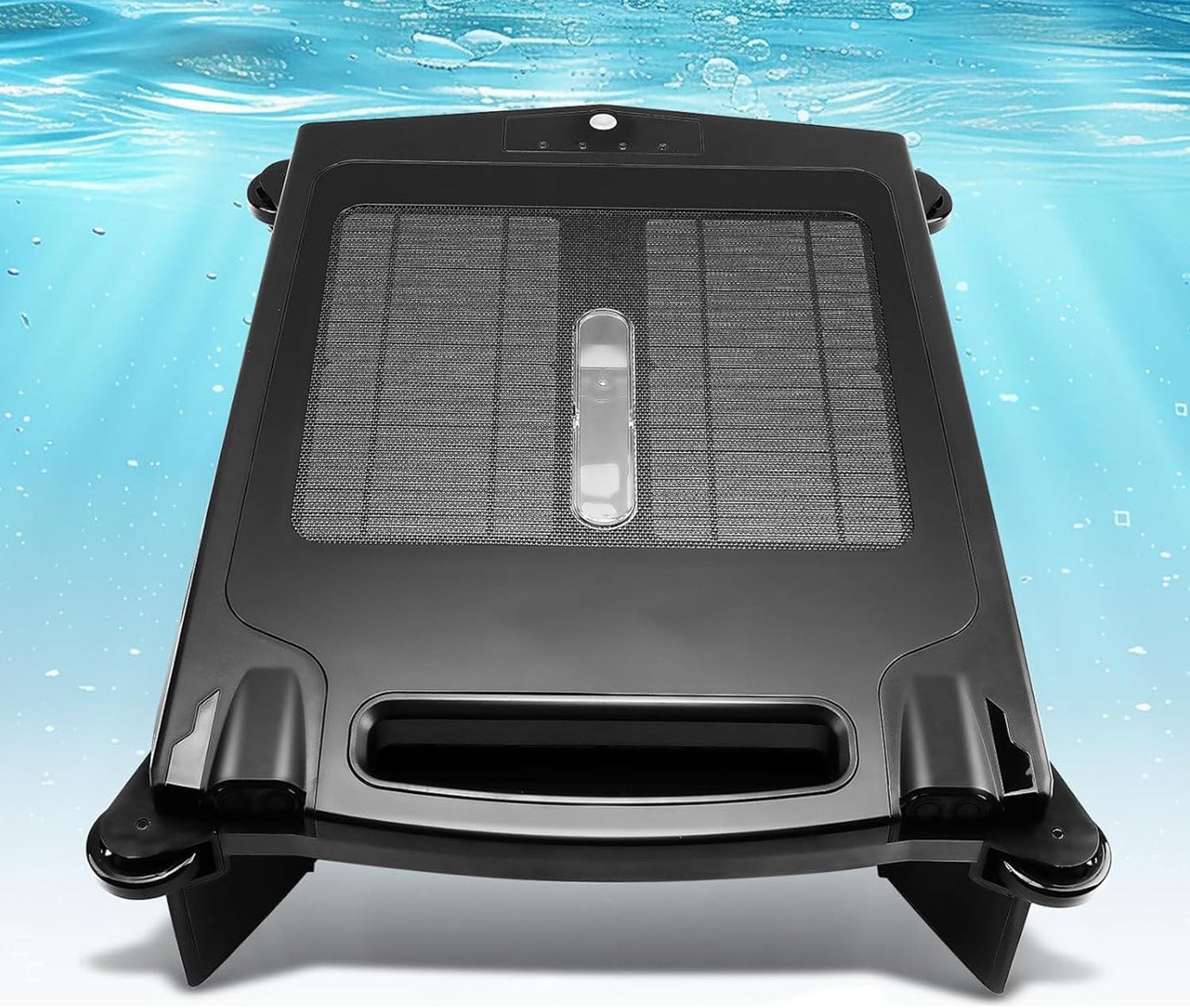Solar Powered Automatic Robotic Pool Sur-face Skimmer Cleaner, Dual Charging Mode ＆ Smart Obstacle Avoidance, for All Swimming Pool