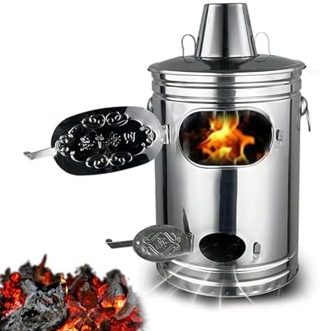 Portable Stainless Steel Burn Barrel - Outdoor Incinerator with Fire Hook for Efficient Yard Waste, Leaves, Debris, Paper Burning - Ideal Garden Fire Pit