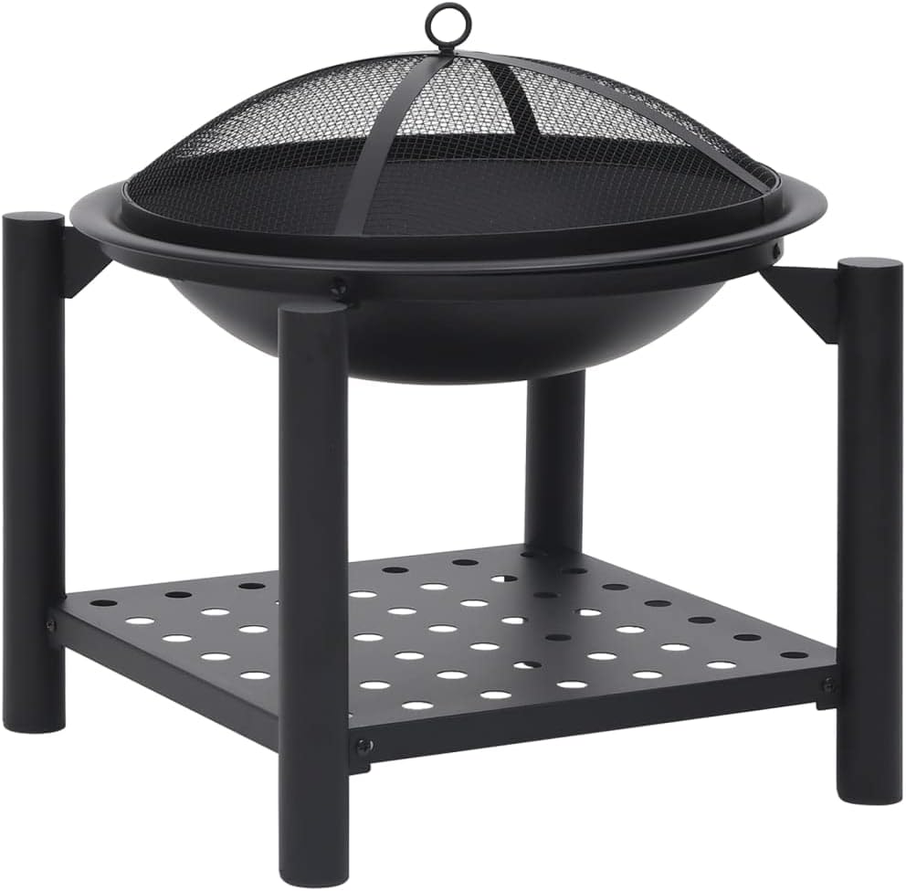 Outdoor Fire Pit Bowl Outdoor Wood Burning Grill, Fire Pit with Poker 21.3