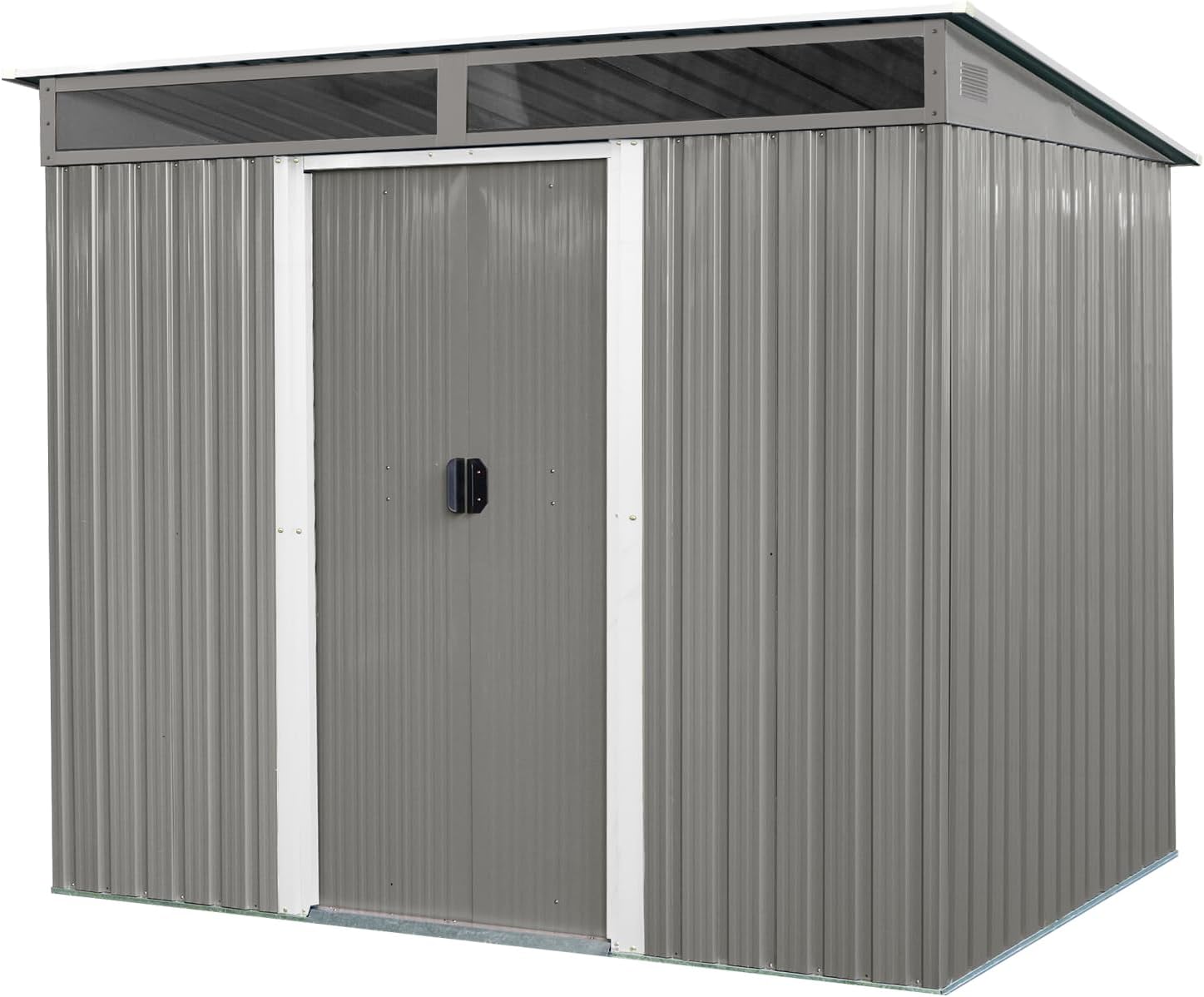 8 x 6 FT Large Outdoor Storage Shed with Sliding Door and Transparent Plate - Metal Garden Shed - Storage House for Backyard Outdoor Patio Lawn Garden