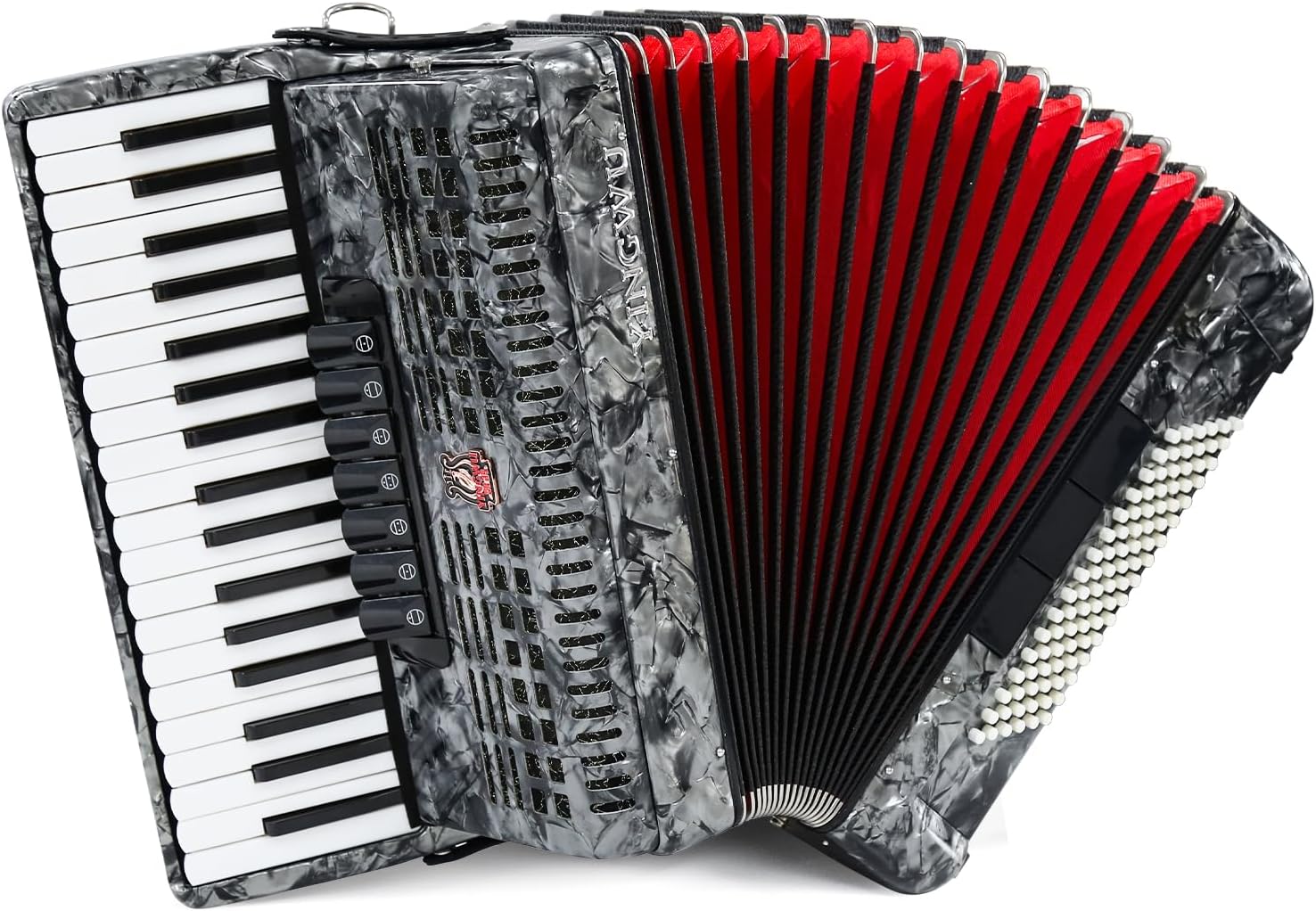 Accordion, 37 Keys 96 Bass Professional Accordion for Beginners and Advanced Players with Backpack and Strap (Gray)