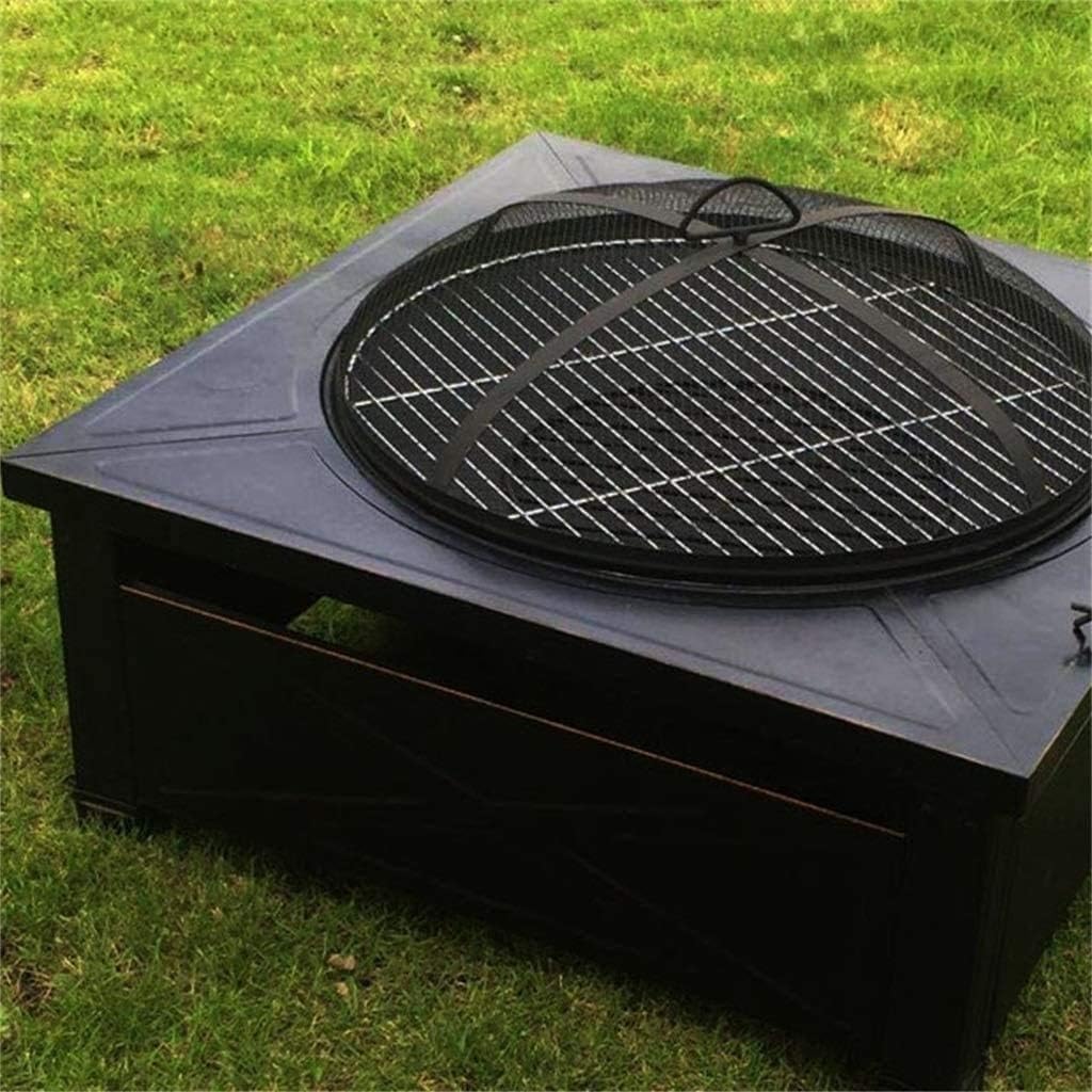 Fire Pits Outdoor Wood Burning 32'' Outdoor Fire Pit Table,Multi-Purpose Square Fireplace,Backyard Patio Garden Outside Wood Burning Heater,BBQ, Ice Pit with Cover BBQ Cooking for Outside Camping Back