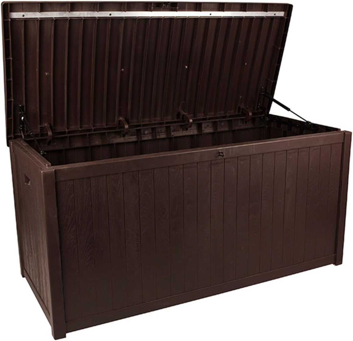 Reinforced Resin Deck Box with Lockable Lid, Waterproof Patio Storage Bin for Pool Noodles, Garden Equipment, Outdoor Furniture Cushions G 1pcs