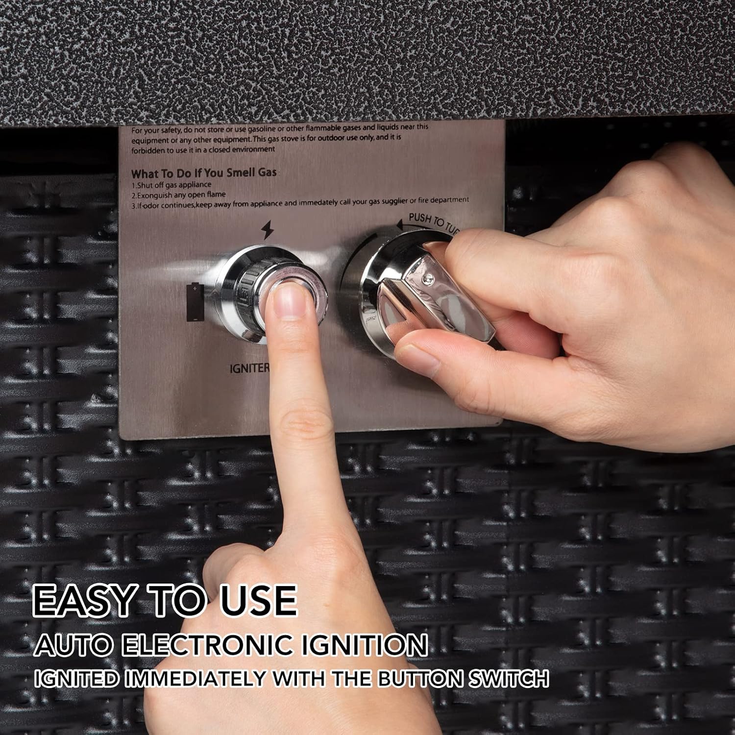 44 Inch Propane Fire Pit Table, 50000BTU Rectangle Fire Table with Cover & Rain Cover, Sturdy Steel and Iron Fence Surface, CSA Safety Certified, Companion for Your Garden