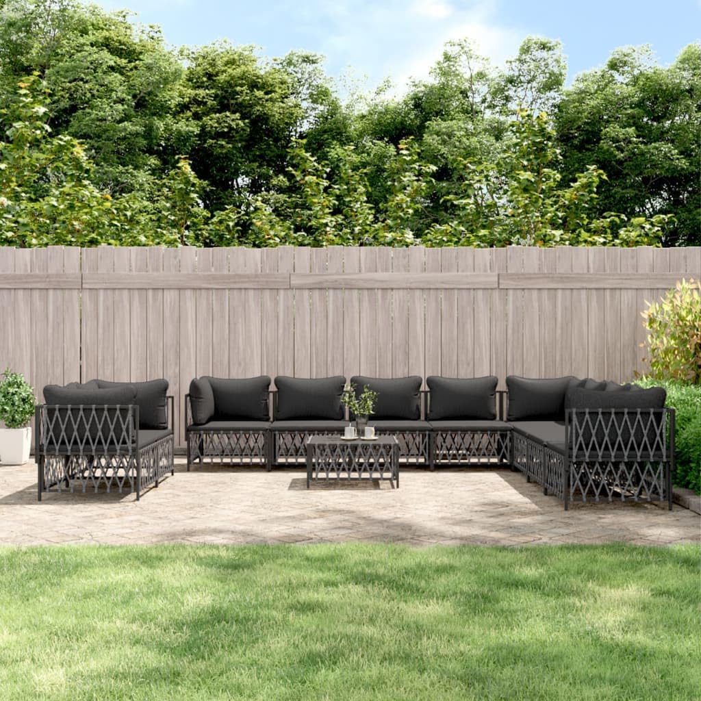 Furniture Sets 11 Piece Patio Lounge Set with Cushions Anthracite Steel,Cozy and Durable Outdoor Lounge Set for Relaxing Evenings and Gatherings Garden Conversation Sets
