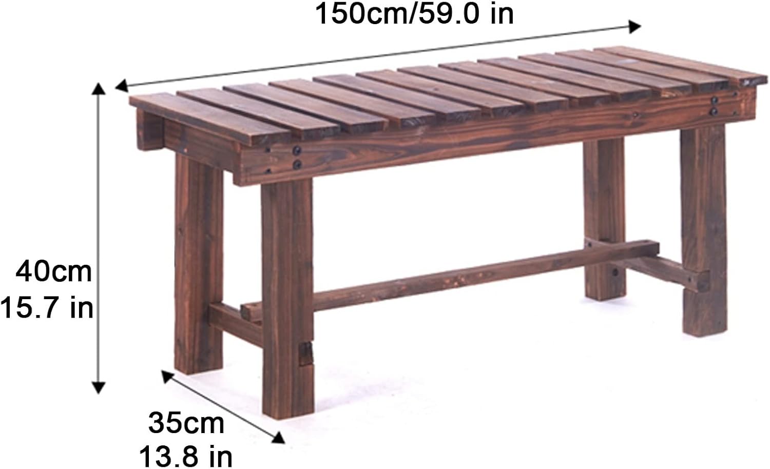 Outdoor Wood Bench Indoor Backless Porch Rustic Square Fir Log Solid Wood Fire Pit Bench for Patio Garden Deck and Backyard,H:40cm/15.7