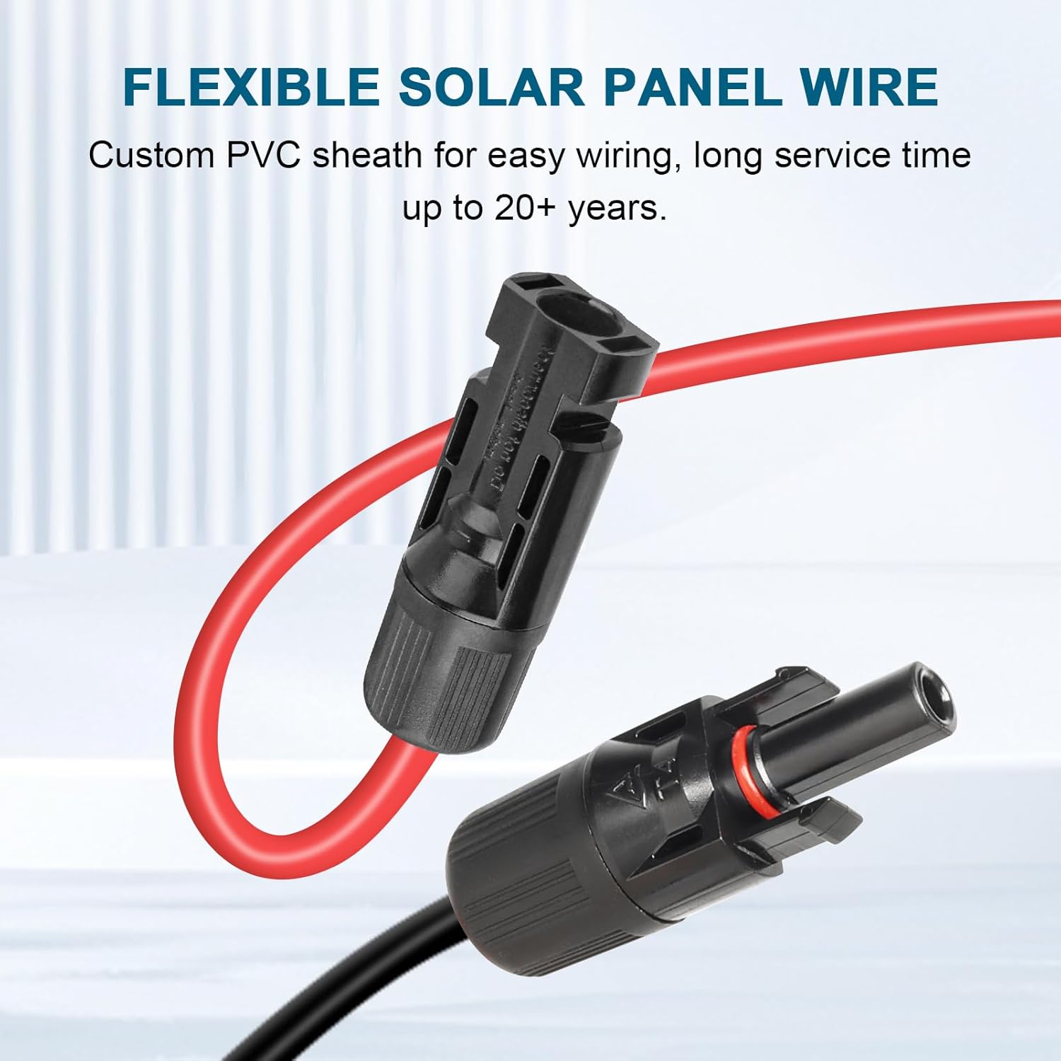 10 AWG Solar Extension Cable 50FT, Flexible Solar Panel Wire with Male to Female Connector Parallel Tinned Copper Wire for Solar Panel, Automotive, RV, Boat, Outdoors