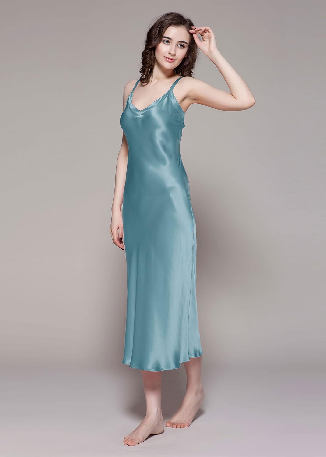 LilySilk Silk Nightgown for Women Mulberry Silk Maxi Fitted Dress Long Flowy for Spring Summer