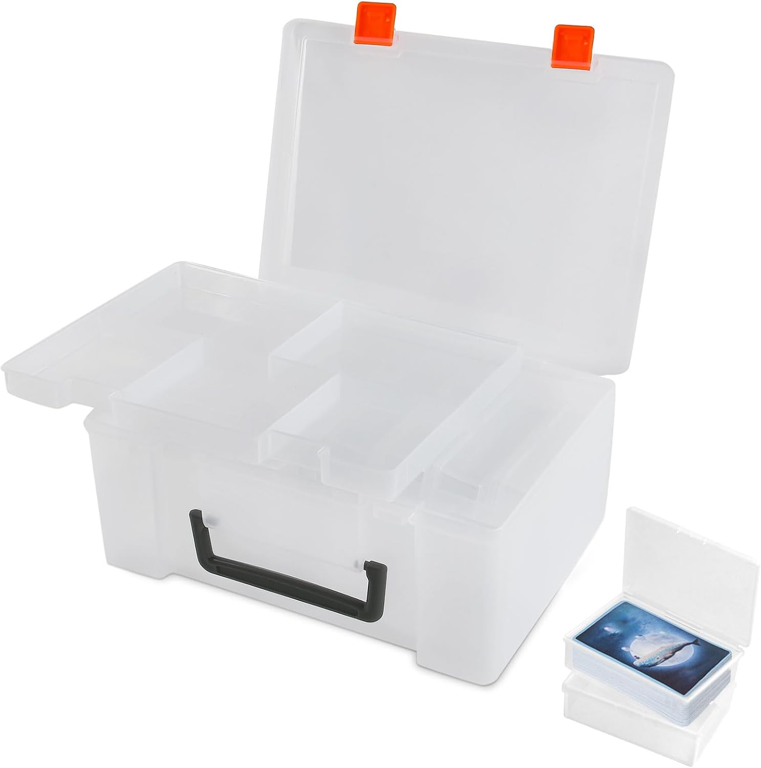 Plastic Trading Card Storage Box, Playing Card Holder, 800+ Sports Card Storage Box with 11 Individual Playing Card Case, Trading Card Storage Case for YuGiOh Game Cards Sport Cards Organizer