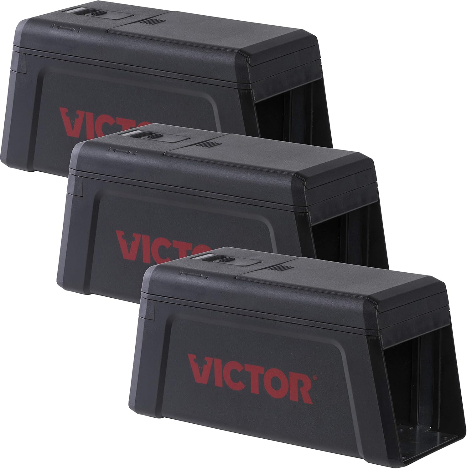 Victor M241SR-3 Indoor Electronic Humane Rat and Mouse Trap - No Touch, No See Electric Rat and Mouse Trap - 3 Traps Black