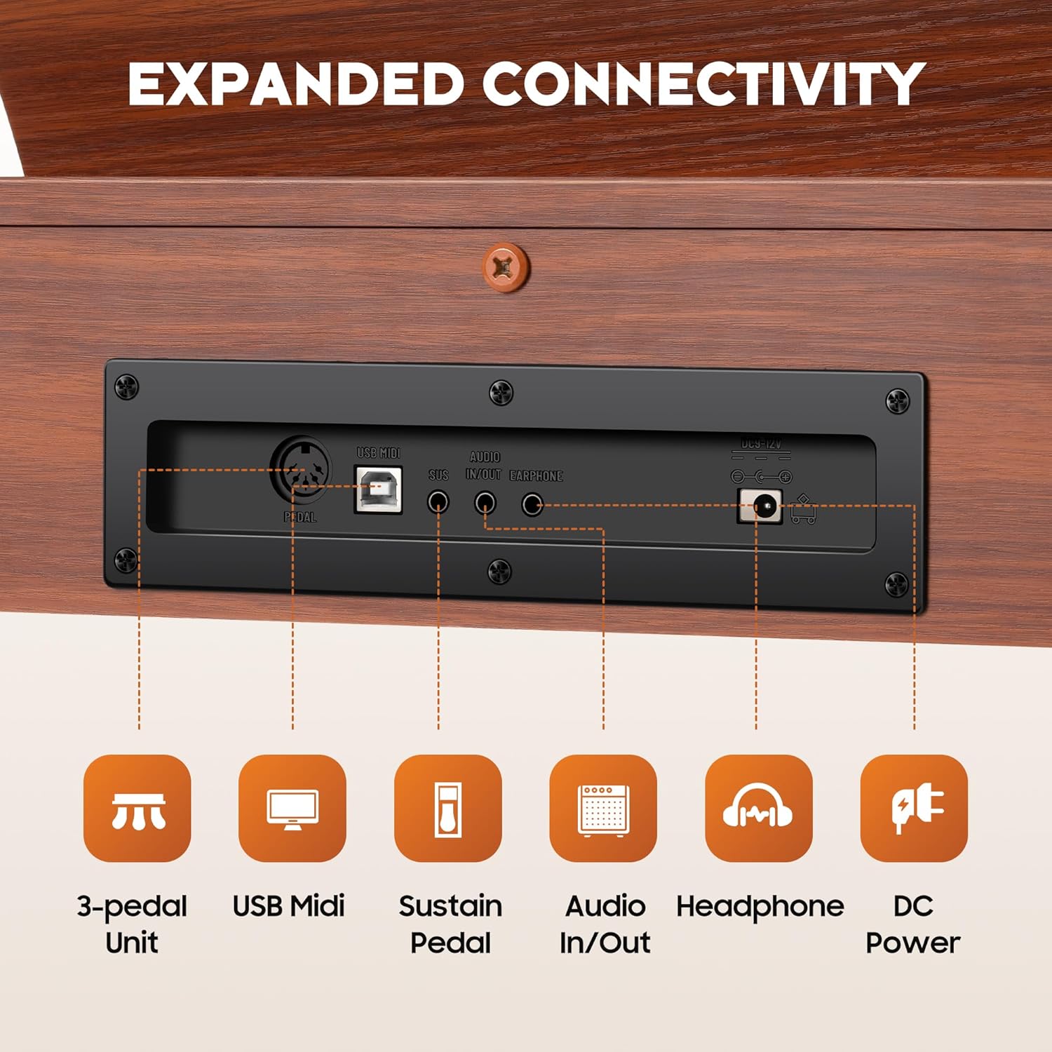 CAHAYA Digital Piano 88 Key – Full-Size Weighted Electric Piano Keyboard with Wooden Body, 380 Sounds, Triple Pedal, USB-MIDI, Ideal Xmas & Holiday for Beginners & Adults