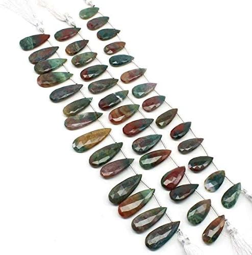 ocean jasper faceted flat long pears shape briolettes, 15 * 30mm size. natural ocean jasper pears flat loose (sku2904