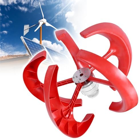 400W Vertical Wind Turbine Generator with Controller - 12V/24V, 5 Blades, Ideal for Home, RV, Boat & Street Lighting - Red, Efficient Renewable Energy Solution