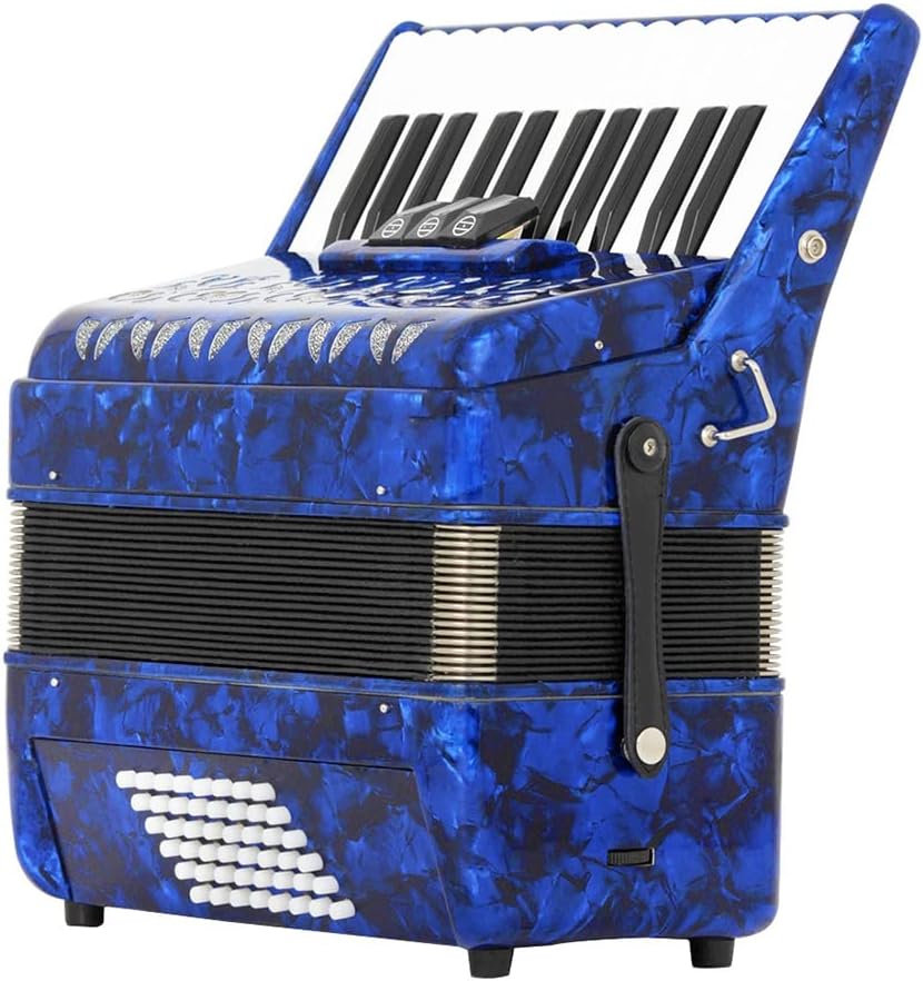 26 Keys 48 Bass Professional Piano Accordion, with Retractable Strap and Storage Bag, for Musical Instrument Lovers, Stage Performance (Color : Blue)