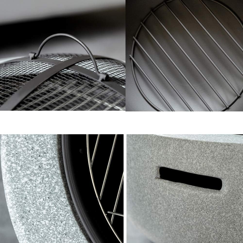LDIW Fire Pit with BBQ Grill Shelf Garden Patio Heater/BBQ/Ice Pit with Waterproof Cover Geo Fire Pit Bowl with Spark Guard