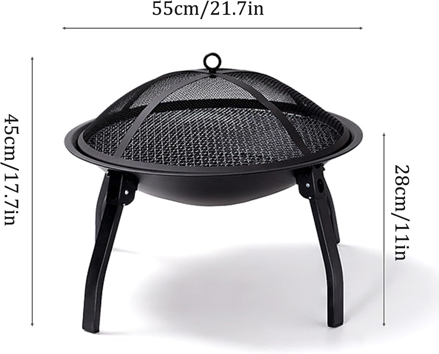 Portable Fire Bowl Folding Wood Burning Fire Pit Iron Brazier 21.7'' Outdoor Fire Pit Burning Bonfire Incinerator for Backyard Garden Camping Picnic.(Style2-55x45CM/21.7x17.7IN)