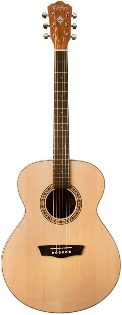 Washburn Harvest 6 String Acoustic Guitar, Right, Natural (WG7S-A)