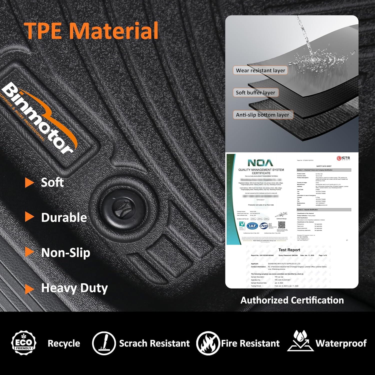 Binmotor-Floor Mats & Cargo Liner for Hyundai Elantra 2026 2025 2024 2023 2022 2021, All Weather Car Floor Mat for Elantra Accessories (Include Elantra N)