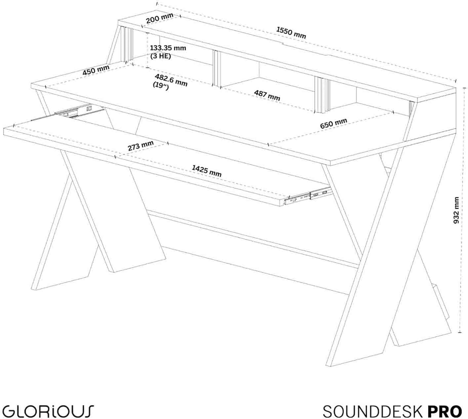 Glorious Sound Desk Pro Professional Studio Workstation in Walnut