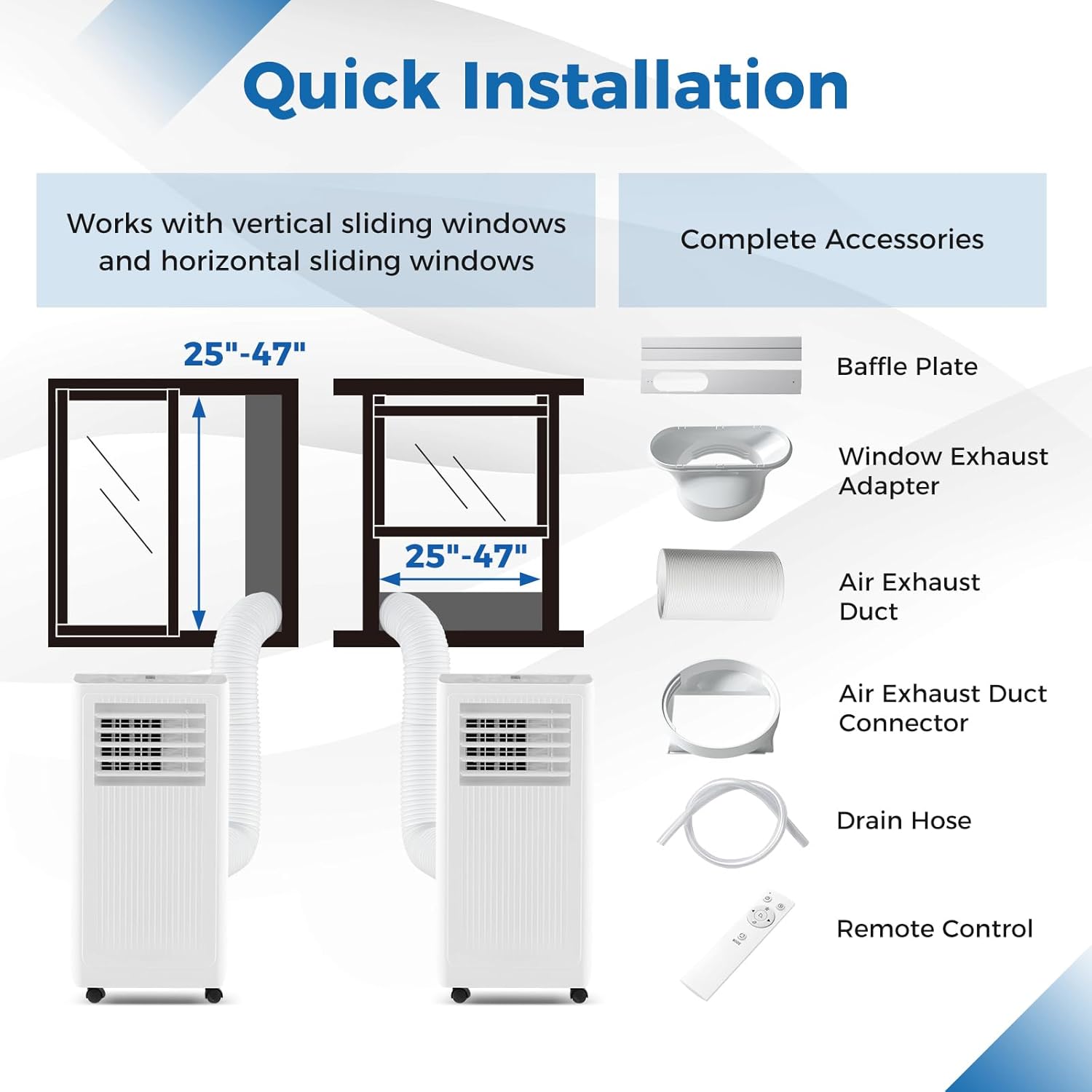 KOTEK Portable Air Conditioners, 10000 BTU Cools up to 350 Sq.Ft, Auto Swing 4-in-1 AC Unit for Bedroom with Dehumidifier, Fan & Window Kit, Room Air Conditioner Portable for Home Office (10000BTU)